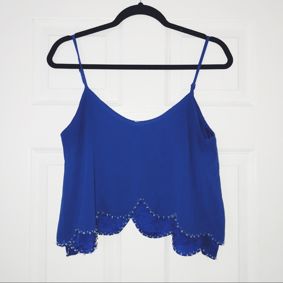 Blue Croptop Tank Top - Picture 1 of 3